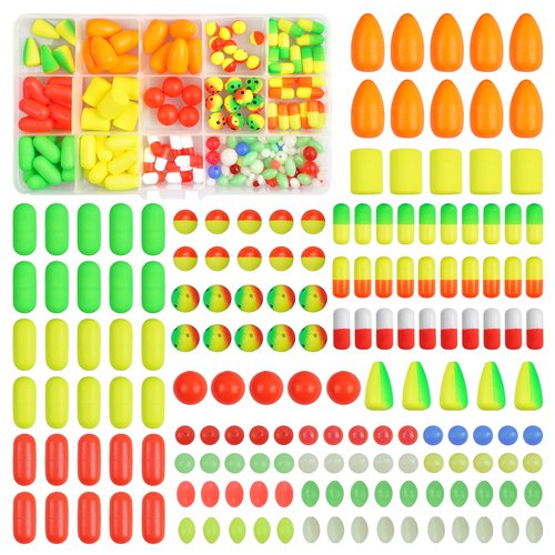 165pcs Pompano Rig Kit, Foam Snell Floats and Beads Surf Fishing Live Bait Walleye Rig Making Accessories or Trout Catfish Walleye