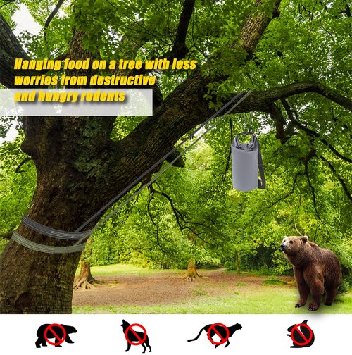 Bear Food Bag Hanging System, Bear Bags for Food Backpacking, 10L Waterproof Bear Bag, Nylon Ropes, Clips, Rock Pouch, Storage Food Bag and Manual Vacuum Pump Camping Bear Protection Kit(Grey)