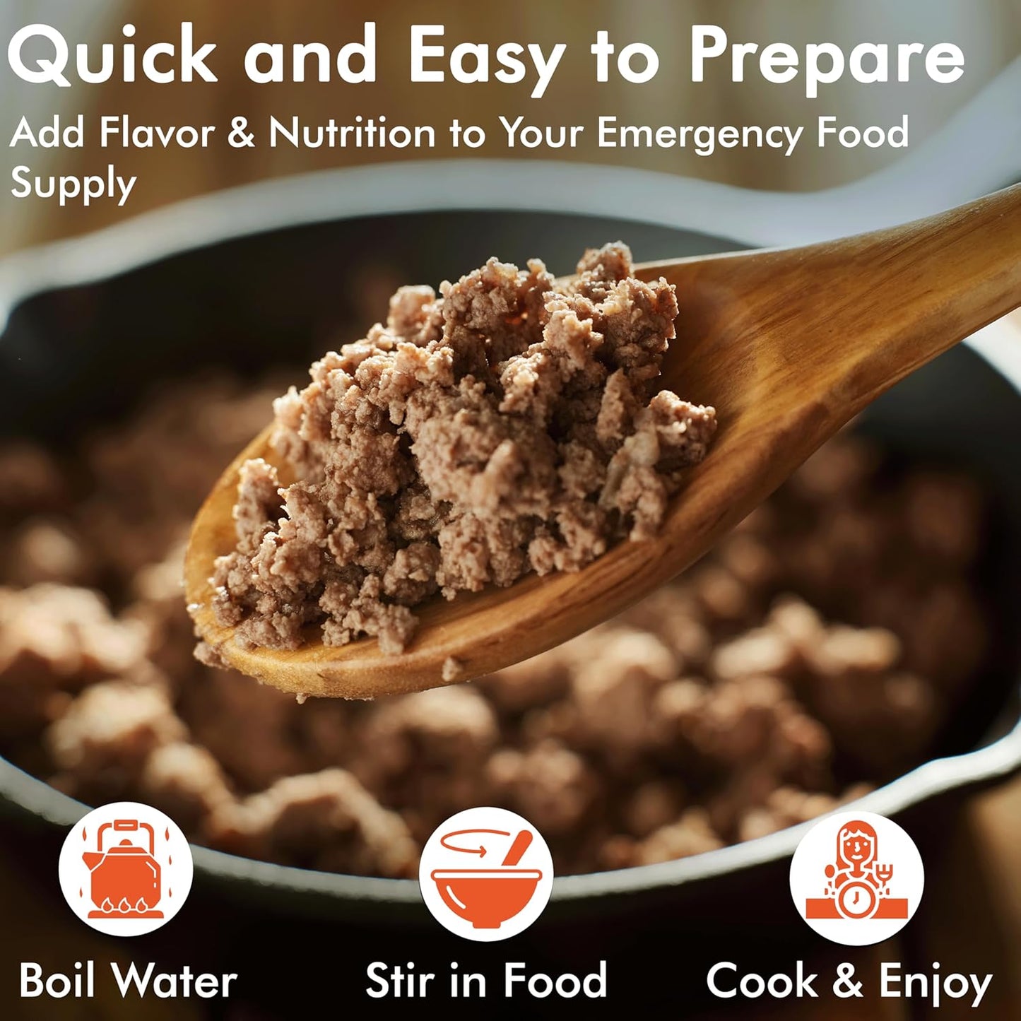 Numanna Freeze-Dried Seasoned Ground Beef Bucket 36 Servings | Over 25g Protein per Serving | Hamburger for Camping, Meal Prep, Pantry Staple, Emergency Survival Food | 25+ Year Shelf Life | USA Made