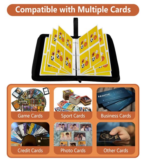 XIMUHO Baseball Card Binder, 4 Pocket Sports Card Binder with 50 Sleeves, 400 Pockets Trading Card Album Holder, Card Collector Binder, 3 Ring Baseball Card Storage Organizer (400 card baseball)