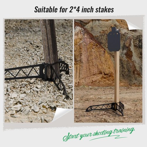 BONIKLUBA Steel Target Stand Base, Dueling Tree Target Stands for Shooting Range, 2x4 Targets Stand Suitable for 2x4 Wooden-Post, Easy to Carry and Assemble