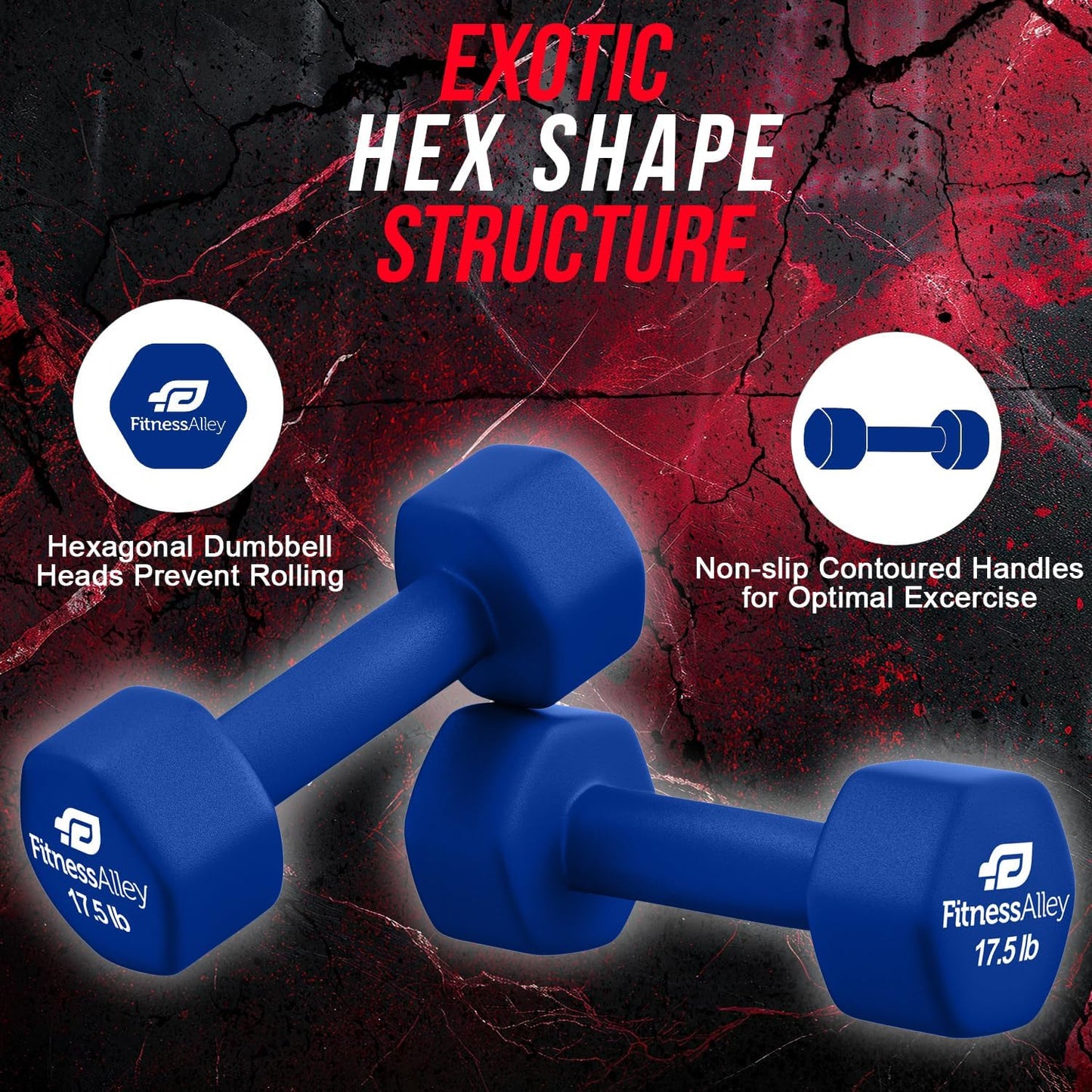Neoprene Coated Workout Dumbbells set of 2 – Anti Roll, Non Slip with Smooth Grip Fitness & Exercise Dumbbells – Hexagon Shaped Hand Weights for Women & Men – Best Choice for Gyms & home use
