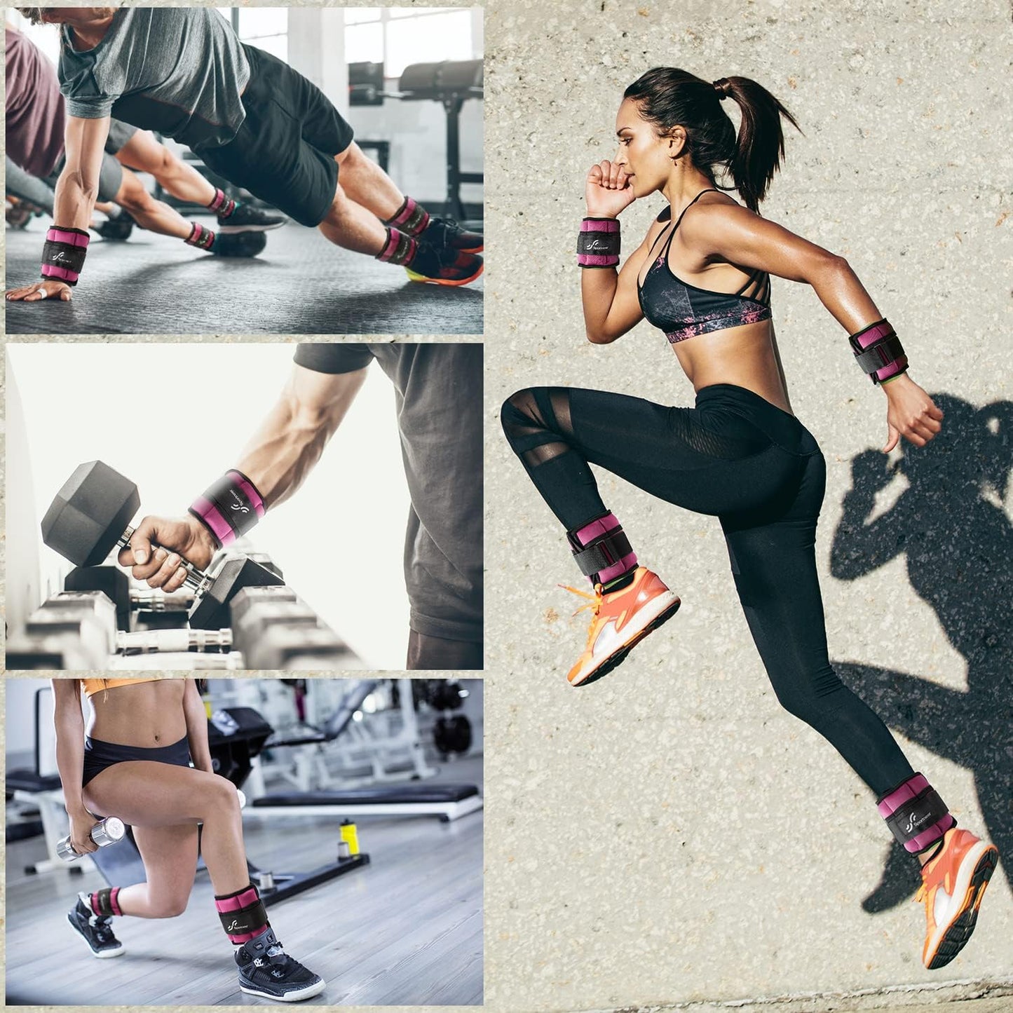 Sportneer Adjustable Ankle Weights for Women and Men 7 lbs/Pair Adjustable Leg Weights with Secure Straps, Strength Training Weighted for Yoga, Walking, Running, Aerobics, Gym, Physical Therapy