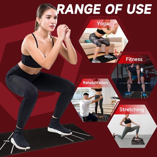 KaraCore Squat Wedge 15°-40° Slant Board with 5 Resistance Bands - Extra-Wide, Non-Slip Board for Deep Squats & Calf Stretching - 1000lb Capacity