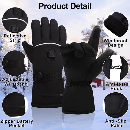 CODSOK Heated Gloves for Men Women,7.4V 2200mAh Rechargeable Battery Electric Heating Thermal Glove,Touchscreen Waterproof Windproof Heated Gloves for Cycling Skiing Fishing Camping Hiking