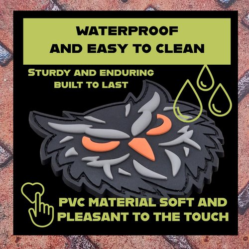 Black Tactical Owl Night Hunter Watcher Morale PVC Patch - Compatible with Velcro Patches for Hats, Tactical Accessories, Military Backpacks
