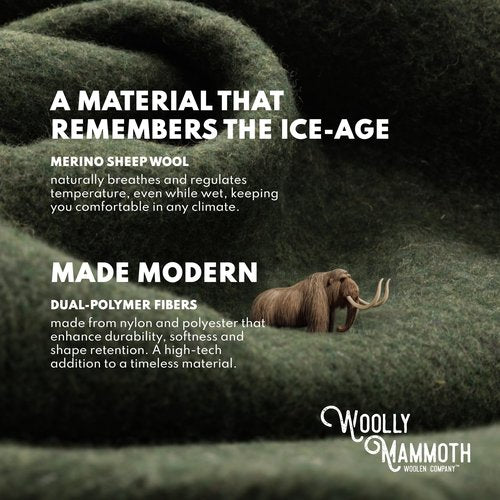 Woolly Mammoth Wool Blanket - 50% Wool, Warm Thick Travel & Outdoor Cover - Machine-Washable Winter Throw (85 x 47 in, Grey/White/Red)