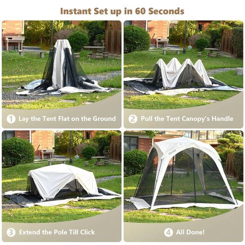 10x10 Screen Tents for Camping, 6-8 Persons Screen House with Mesh Doors and Carry Bag, 360° Ventilated & Bug Free for Backyard, Patio, Picnic, Outdoor Quick Setup Folding Insect
