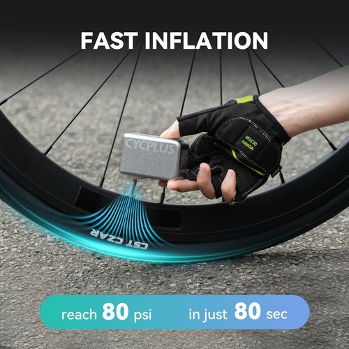 CYCPLUS Tiny E-Pump Bike Pump Portable Ultra-Mini 100PSI Electric Bicycle Pump Type-C Rechargeable Battery,No Pressure Display(Silvery)