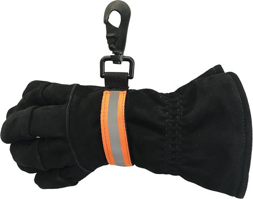 LINE2design Heavy Duty Firefighter Glove Strap with Orange Reflective Trim - Ultimate Turnout Gear Bags Firefighting Glove Safety Strap