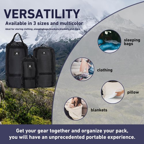 MOPHOEXII Compression Sack,8L/24L/45L Compression Stuff Sack,Water Resistant Sleeping Bag Carrier Lightweight Nylon Storage Sack-Space Saving Gear for Camping, Hiking