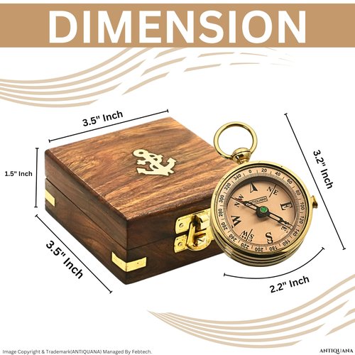 Compass in Wooden Box - Graduation Gifts for Him, Birthday Gifts for Men, Son, Husband - Inspirational, Motivational, Christmas, 2024 Unique Office Decor