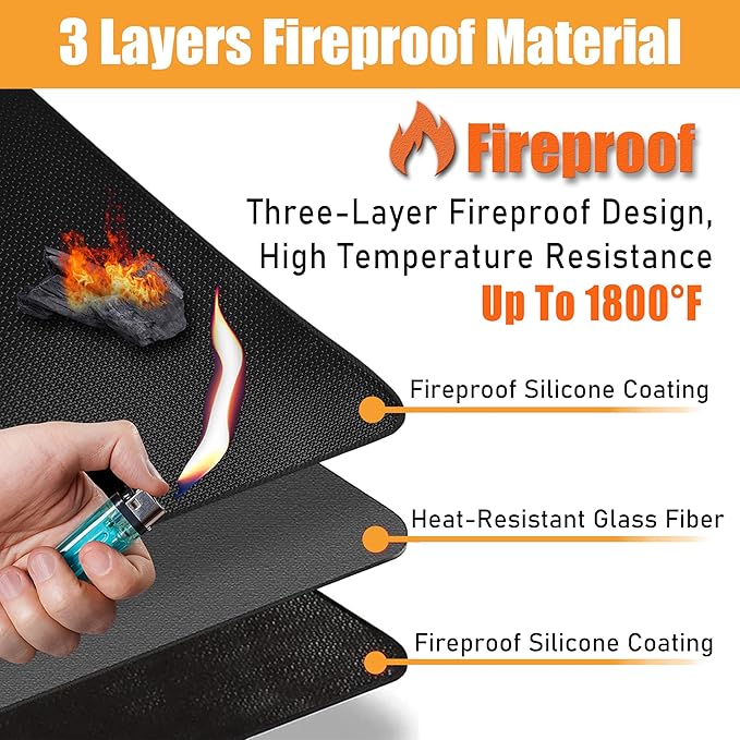 Fire Pit Mat Compatible with Solo Stove Accessories, Grill Mats for Outdoor Grill Compatible with Solo Stove Ranger, Bonfire,Yukon, 3-Layer BBQ Matt for Under Grill to Protect The Deck, Patio, 58.5in