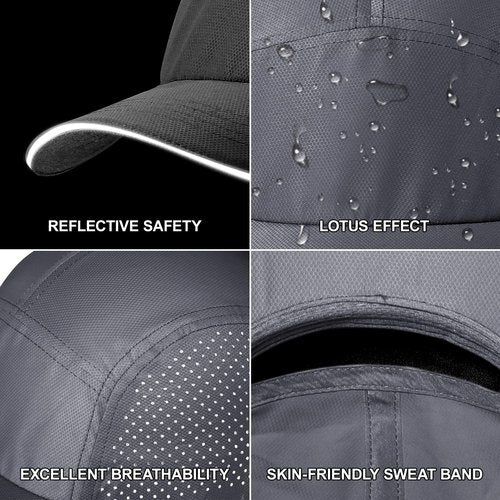 MEJORMEN Mens Quick Dry Mesh Baseball Cap Cooling Breathable Sports Hat Adjustable Lightweight Snapback Hat for Outdoor Black