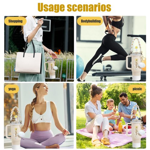 ZeniPremunz 7pcs Stanley Cup Accessories Set,Stanley tumbler accessories,stanleys accessoriee 30oz white,Stanleys cup strap,strap for 40oz & 30oz