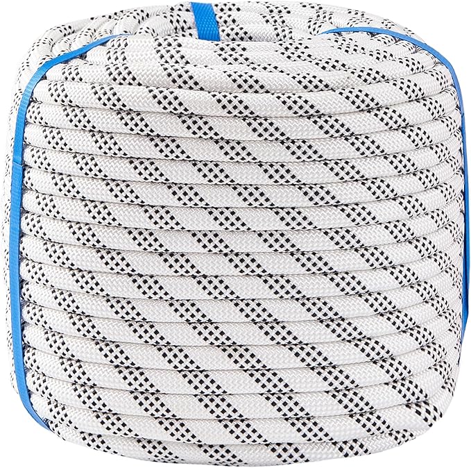 1/2 Inch 150ft Double Braided Polyester Arborist Rope, Heavy Duty Nylon Rope for Anchor, Tree Work, Cargo, Pulling, Sailing(White)