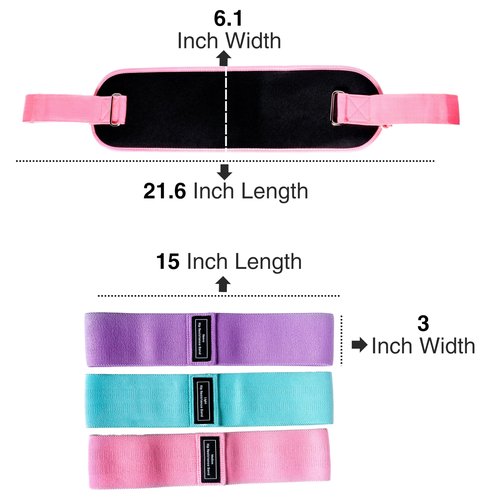 MINGLE Hip Thrust Belt for Dumbbells Heavy & 3 Fabric Resistance Bands for Legs, Hip Thrust Band & Exercise Bands Resistance Set, Booty Sprout with Cloth Resistance Bands for Working Out.