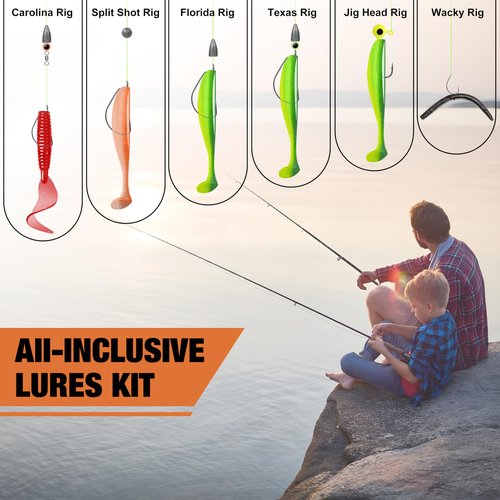 TRUSCEND Widely Used Fishing Lures Kit, Fishing Sinkers Weights Worth Every Penny, Selected Bass Lure & Tackle Kit for Freshwater, Premium Starter Bass Gear Set, Perfect Gifts for Men