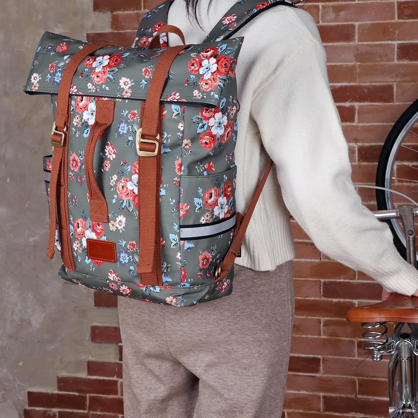 TOURBON Water Resistant Bike Bag Convertible Backpack with Laptop Compartment, Lightweight Quick-clip Bicycle Rear Rack Pannier for Men