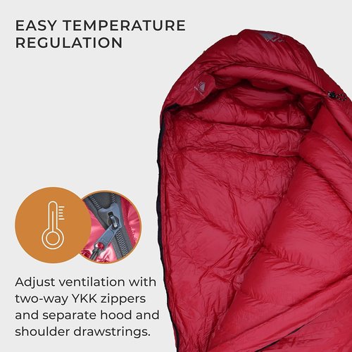 Hyke & Byke Shavano 32 F Hiking & Backpacking Sleeping Bag - 3 Season, 650FP Duck Down Sleeping Bag - Ultralight - Black - 78in - Regular