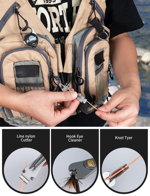 pullther fishing Fly Fishing Nippers,Fishing Line Cutter,Fly Fishing Nippers with Retractor,Fishing Knot Tying Tool,Cleaning Eyelets (Silver+Black)