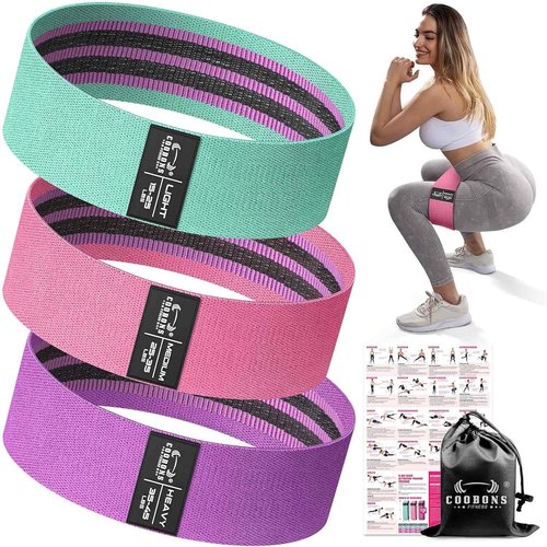Fabric Resistance Bands for Working Out - Exercise Bands for Women and Men, Booty Bands for Legs and Glute, Yoga, Pilates, Rehab, Fitness and Home Workout