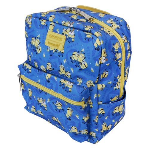Loungefly Despicable Me All Over Print Nylon Square Mini Backpack, Blue