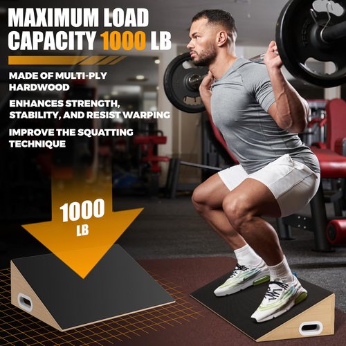 MIUONO Slant Board, Calf Stretcher Slant Board for Calf Stretching, Squats, Knees Over Toes, Weightlifting, and Fitness, Larger Board Capability for More Professional Workout