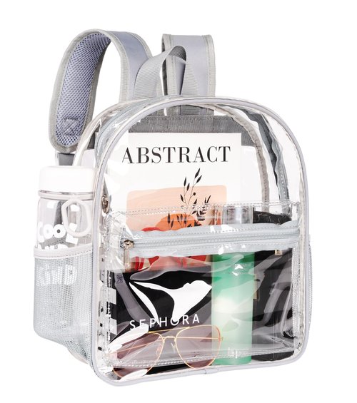 ZENPUNK Clear Backpack for Stadium Approved 12×12×6, See Through Bag, PVC Transparent Backpack for Festival Sport Event Concerts (GREY)