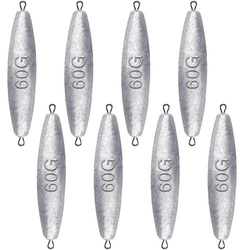 Trolling Weights Inline Fishing Weights Sinkers Double Ringed Weights for Saltwater Freshwater Fishing Get Lures Deeper 1oz to 5oz