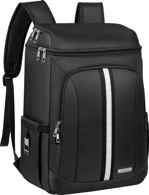 Backpack Cooler Insulated Leak Proof 35 Cans, 2 Insulated Compartments Thermal Bag, Portable Lightweight Beach Travel Camping Lunch Backpack for Men and Women, 30L, Reflective Stripes, Water Resistant