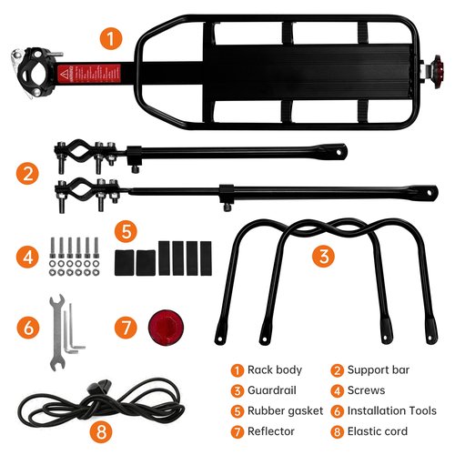 Aikolesa Rear Bike Rack, Aluminum Alloy Bike Cargo Pannier Rack for Back of Bike 110 Lb Quick Release Bike Reflective Adjustable Luggage Touring Carrier Cargo Rack Mountain Road Bicycle Rack