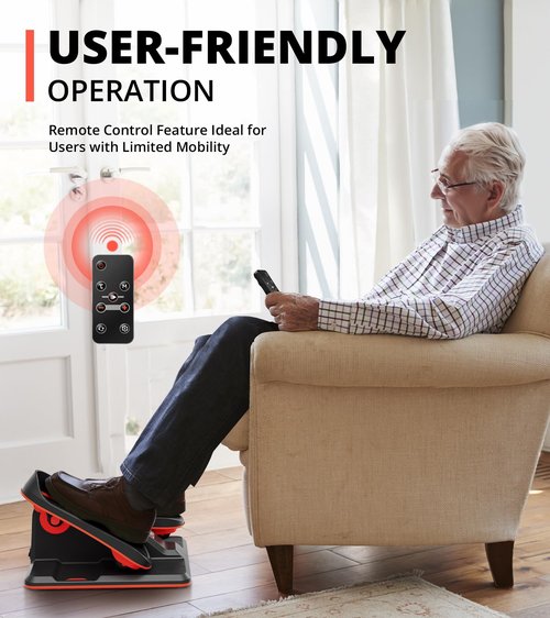 Under Desk Elliptical, Electric Ellipse Leg Exerciser While Sitting for Seniors Adults (Red)