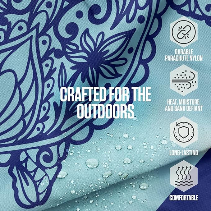 VENTURE 4TH Family-Size Beach Blanket: Sandproof, Waterproof, Lightweight & Compact. Includes Stakes and Carry Bag. 9x10 feet XXL Mandala Turtle
