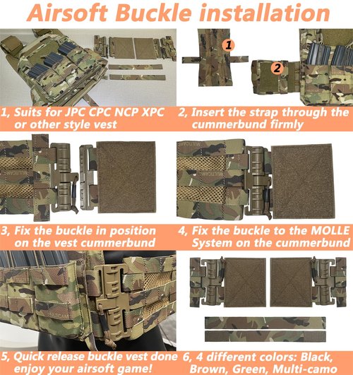 Tactical MOLLE Vest Quick Release Buckle Set 1000D Nylon Removal Buckle Kit Suitable for Modification JPC CPC NCP XPC 6094 420 Plate Carrier Single Point (Ranger Green)