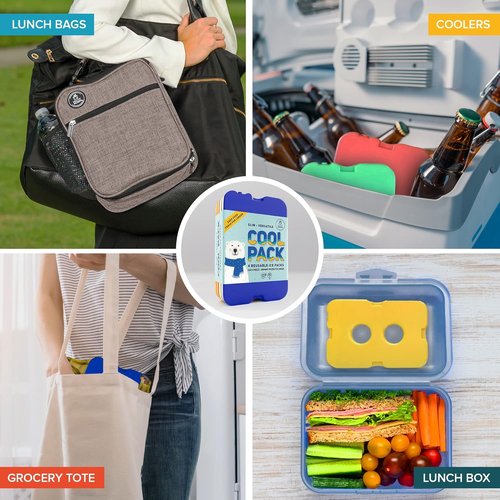 Ice Packs for Lunch Bags - Original Cool Pack | Slim & Long-Lasting Reusable Ice Pack for Lunch Box, Lunch Bag and Cooler | Freezer Packs for Coolers (Set of 8)