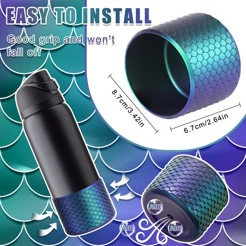 UBEEKOO Silicone Boot for Owala Water Bottle 32 oz, Anti-Slip Protective Sleeve for Owala FreeSip 32 oz, Bottom Bumper Protector for Owala Accessories,Mermaid Jungle Green