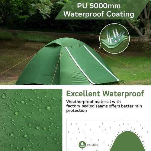 Clostnature Polaris Lightweight Backpacking Tent - 1/1.5/2/3/4/6 Person Ultralight Waterproof Camping Tent, 3 Season Large Size Easy Setup Tent for Family, Outdoor, Hiking and Mountaineering