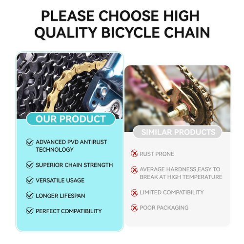 6/7/8 Speed Gold Bike Chain, Bicycle Chain Bike Parts Chain Replacement for Road Mountain Racing Cycling E-Bike MTB BMX (Gold 6/7/8 Speed)