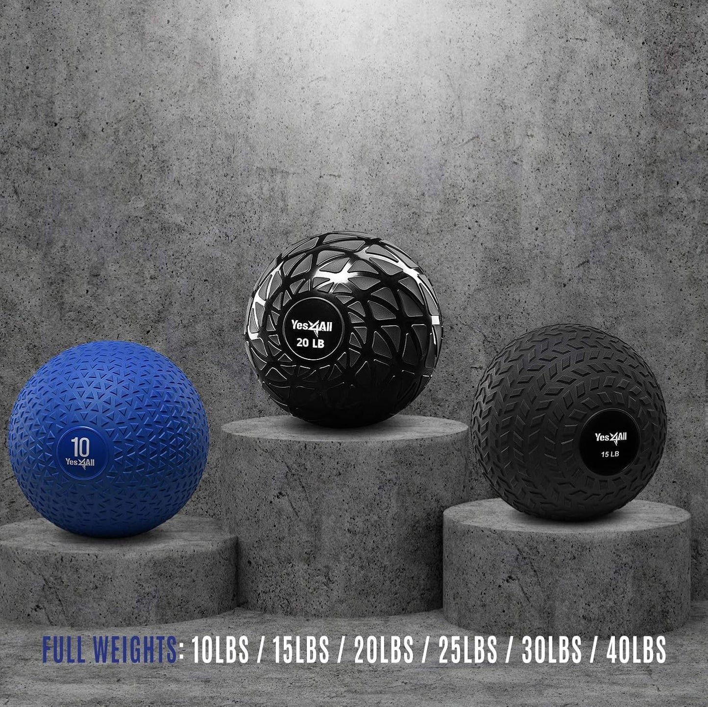 Yes4All Slam Balls, 10-40lb Weighted Ball Weight, Durable PVC Sand Filled Workout Dynamic Slam Ball for Core Strengthen