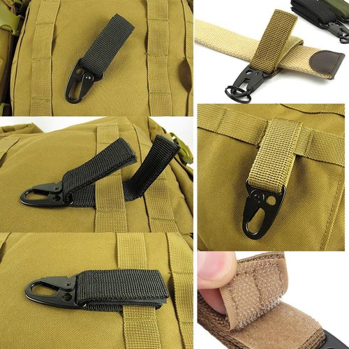 Backpack Keychain Duty Belt Key Holder Tactical Keychain Accessories Molle Webbing Buckle Metal EDC Carabiner Clip Pack of 2