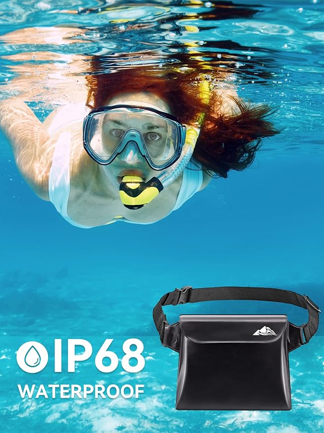 HEETA 2-Pack Waterproof Pouch with Waist Strap, Transparent Screen Touchable Dry Bag Bundled with 5-Pack Clear Waterproof Dry Bag, Water Tight Cases Pouch Dry Bags