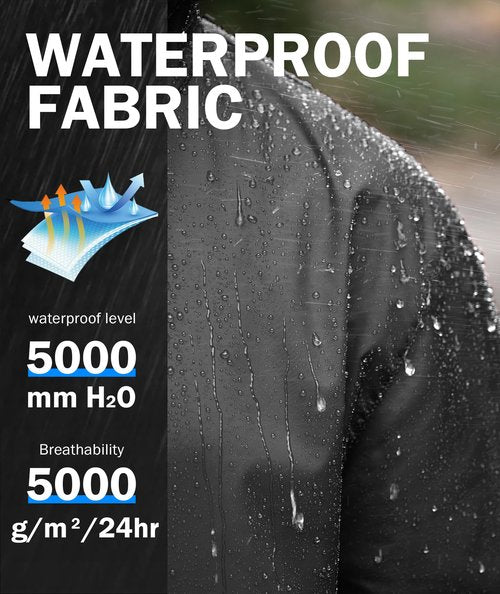 ZITY Mens Rain Jacket Waterproof with Hood Lightweight Raincoat for Golf Hiking Camping Cycling Black XL