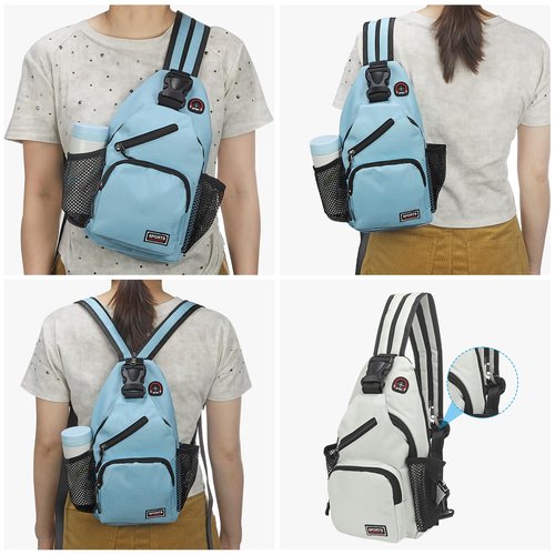 DTGN Convertible Sling Bag Crossbody Backpack - 7"x13" (LXH) Good for Women Men Hiking Travel Cycling - Shoulder Bag Casual Packs with Headphone Jack - White