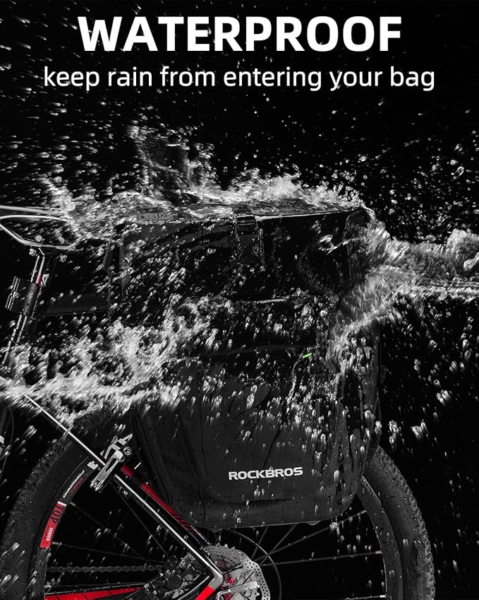 ROCKBROS Bike Pannier Waterproof 27L Large Capacity Bike Bag Rear Rack Bicycle Pannier Bag Waterproof for Grocery Touring Cycling Upgrade Black * 1