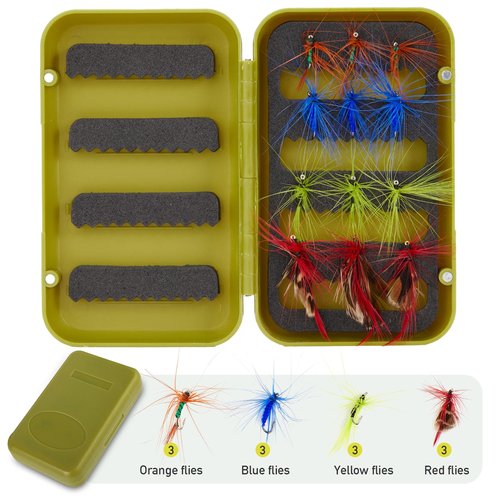 Gonex Fly Fishing Rod and Reel Combo Starter Kit, 8FT 4-Piece Carbon Fiber Rod, Aluminum Reel, 12Pcs Flies, Fishing Line, Scissors, Premium Travel Case, Portable Lightweight, Black Green