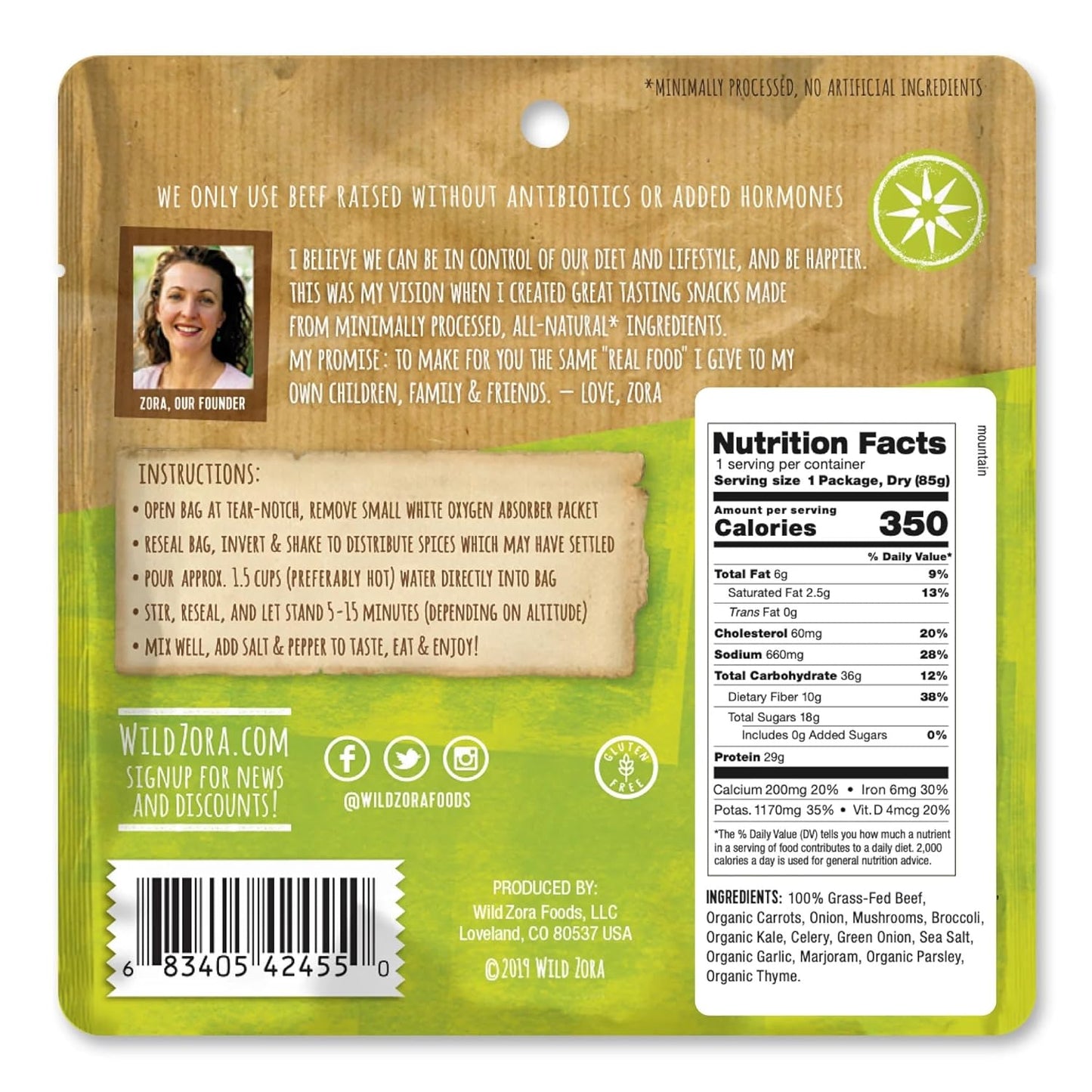 Wild Zora Paleo Freeze Dried Meals for Backpacking & Camping - Healthy Gluten Free & Grain Free Camping Meals/Backpacking Food + No Added Sugar - Great for Travel (AIP 4-pack)