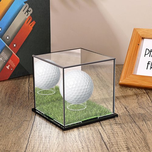 Golf Ball Display Case Small Golf Ball Case Acrylic Case Clear Display Box Square Display Holder Stand for Baseball Golf Ball Enthusiasts Collectibles, 3.9 x 4 x 3.9 Inch