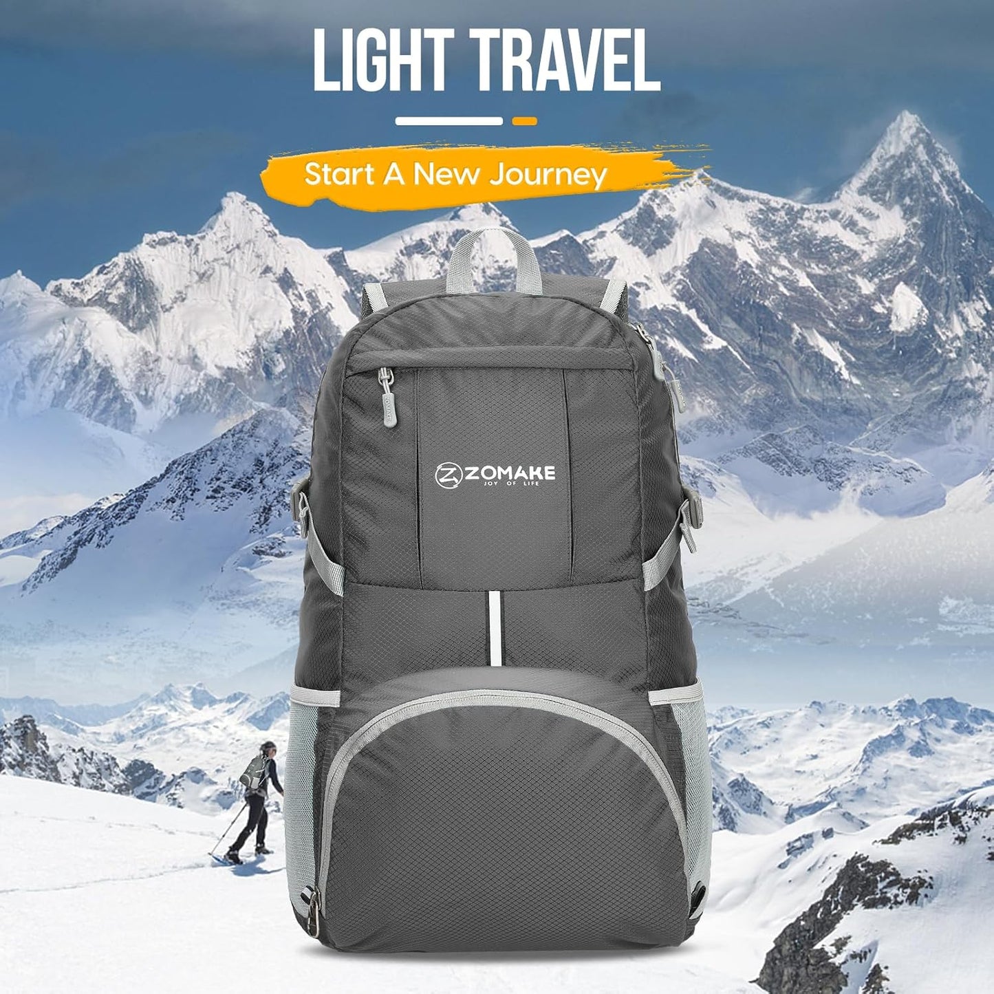 ZOMAKE Lightweight Packable Backpack 35L, Light Foldable Backpacks Water Resistant Collapsible Hiking Bag, Compact Folding Day Pack for Travel Camping(Black)