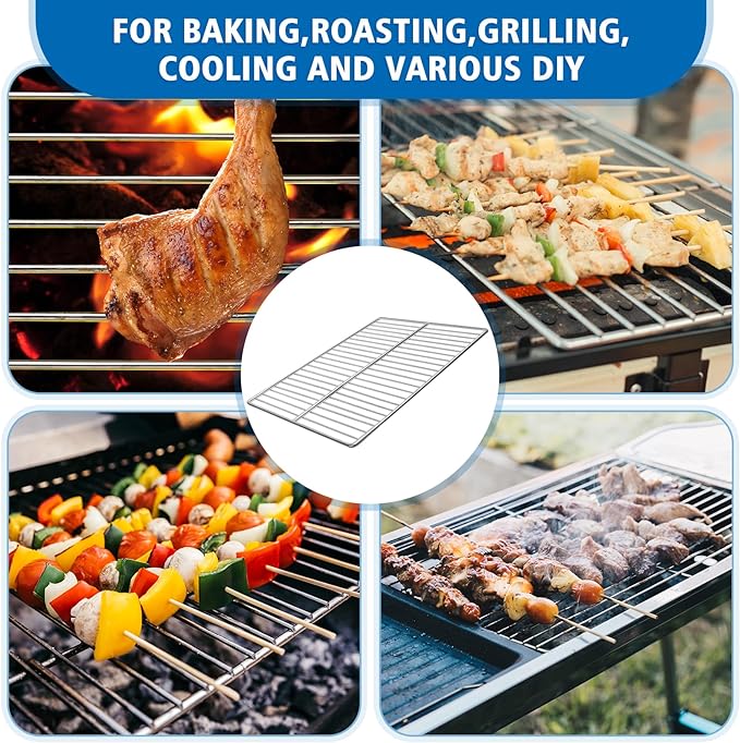 KEESHA BBQ Grill Mesh Metal Stainless Steel Barbecue Grill Grates Replacement - Barbecue Grilling Grid Wire Mesh, Multifunction Cooking Net for Outdoor Grill 2 Pack (23 1/4''*15 3/4'')